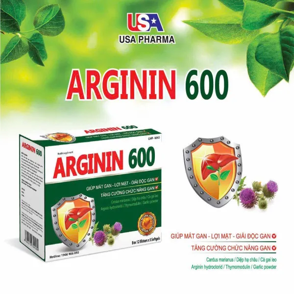 Arginin 600 Tứ Giác (Chữ Đỏ) _Us Pharma (Hộp60V)