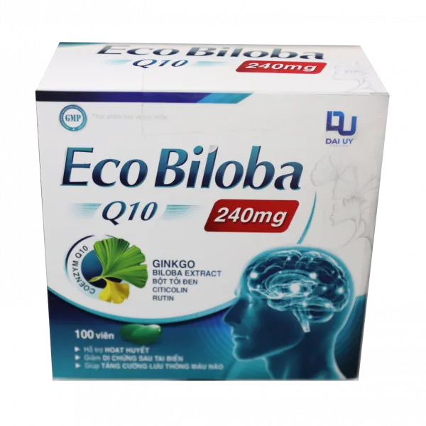 Bổ Não Eco Biloba Q10 240Mg Trắng _Đại Uy (H/100V) Trắng