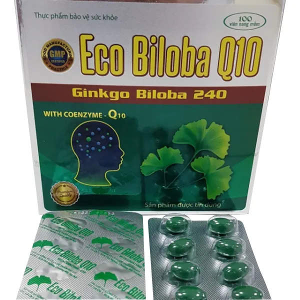 Bổ Não Eco Biloba Q10 240Mg Xanh _Đại Uy (H/100V) K90H