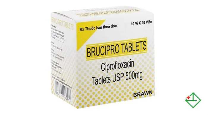 Brucipro (ciprofloxacin 500mg) Brawn (H10vỉ X 10Viên)