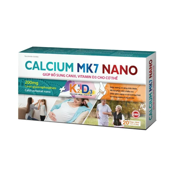 Calcium MK7 Nano _Ống Akophar (H20 Ống) Hộp Dài