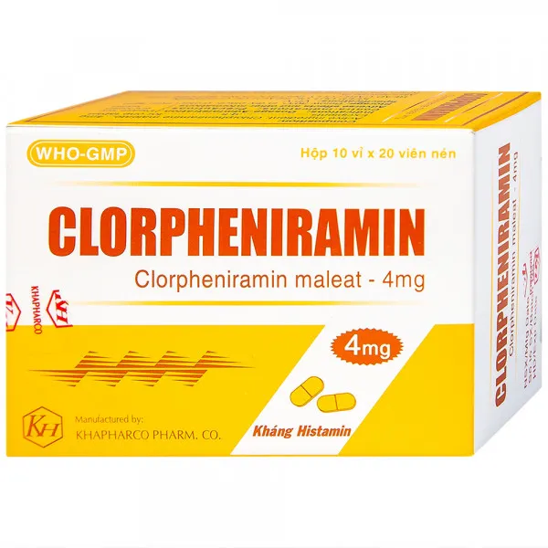 Clopheniramin 4Mg Vỉ _ Khánh Hòa (H200V) - Vàng