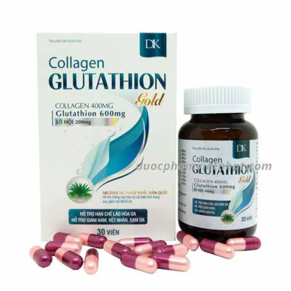 Collagen Glutathion Trắng Dk _Hải Linh (Lọ/30V)