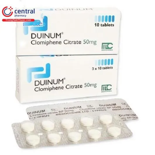 Duinum 50mg (clomiphene citrat 50mg) H100viên