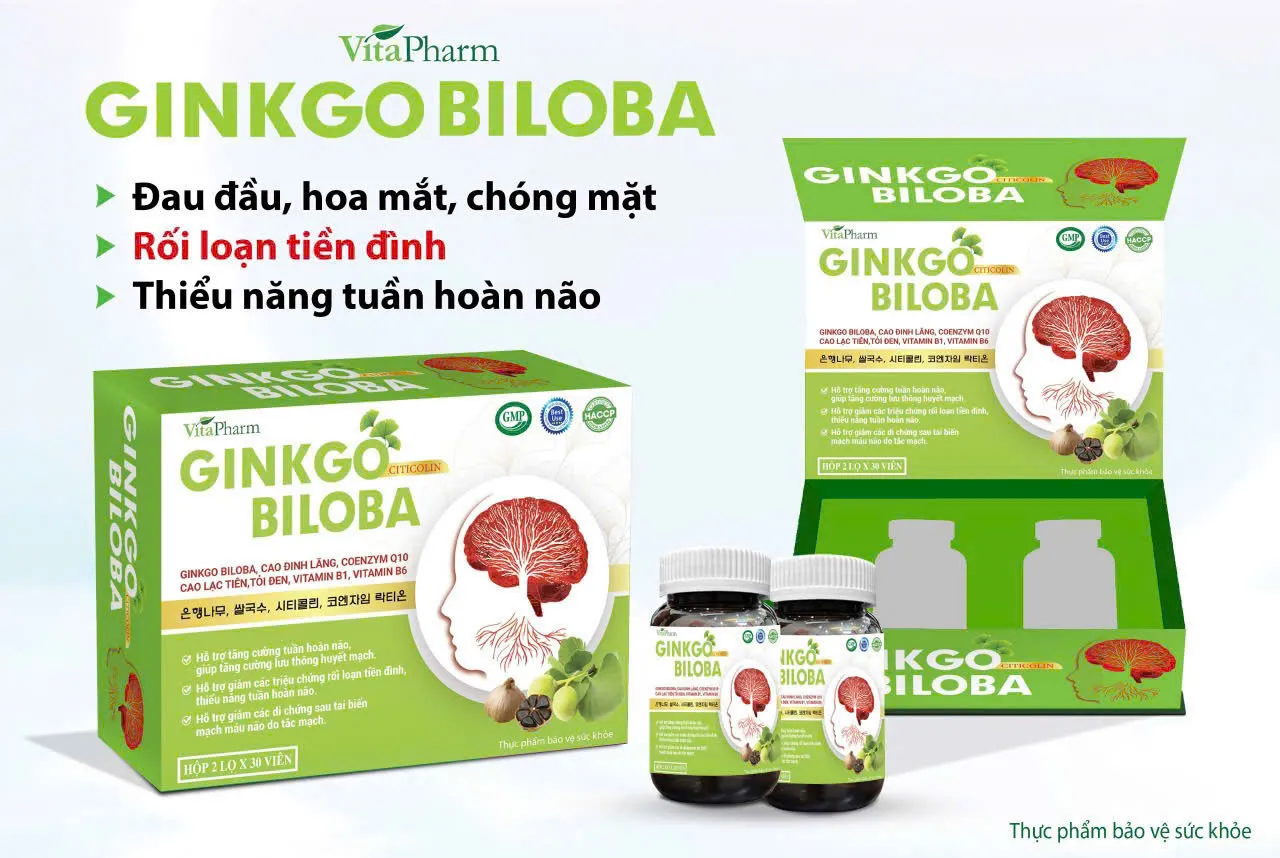 ginkgo biloba hộp gỗ 2 lọ * 30 viên vitapharm hàng điểm