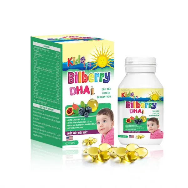 Kids Eyes Bilbery Dha Kẹo Nhai _Xanh, Em Bé (Lọ60V) D5.26