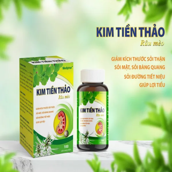 Kim Tiền Thảo Râu Mèo To _Mediphar Us (Lọ100V Nang Mềm)