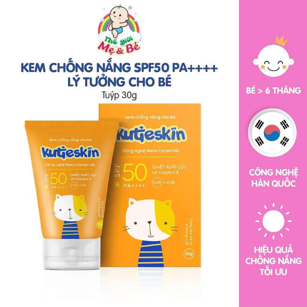 Kutieskin Kem chống nắngTrẻ Em Vàng (T30G)