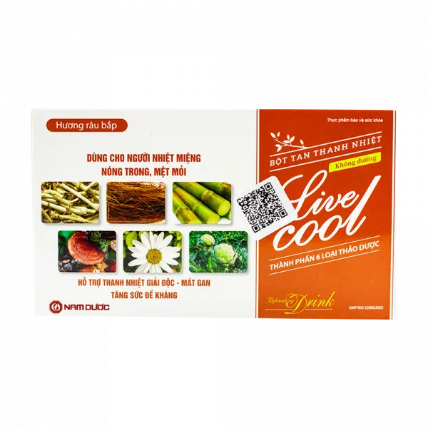 Livecool Không Đường Nam Dược Hương Râu Bắp (Hộp10Gói7Gram)