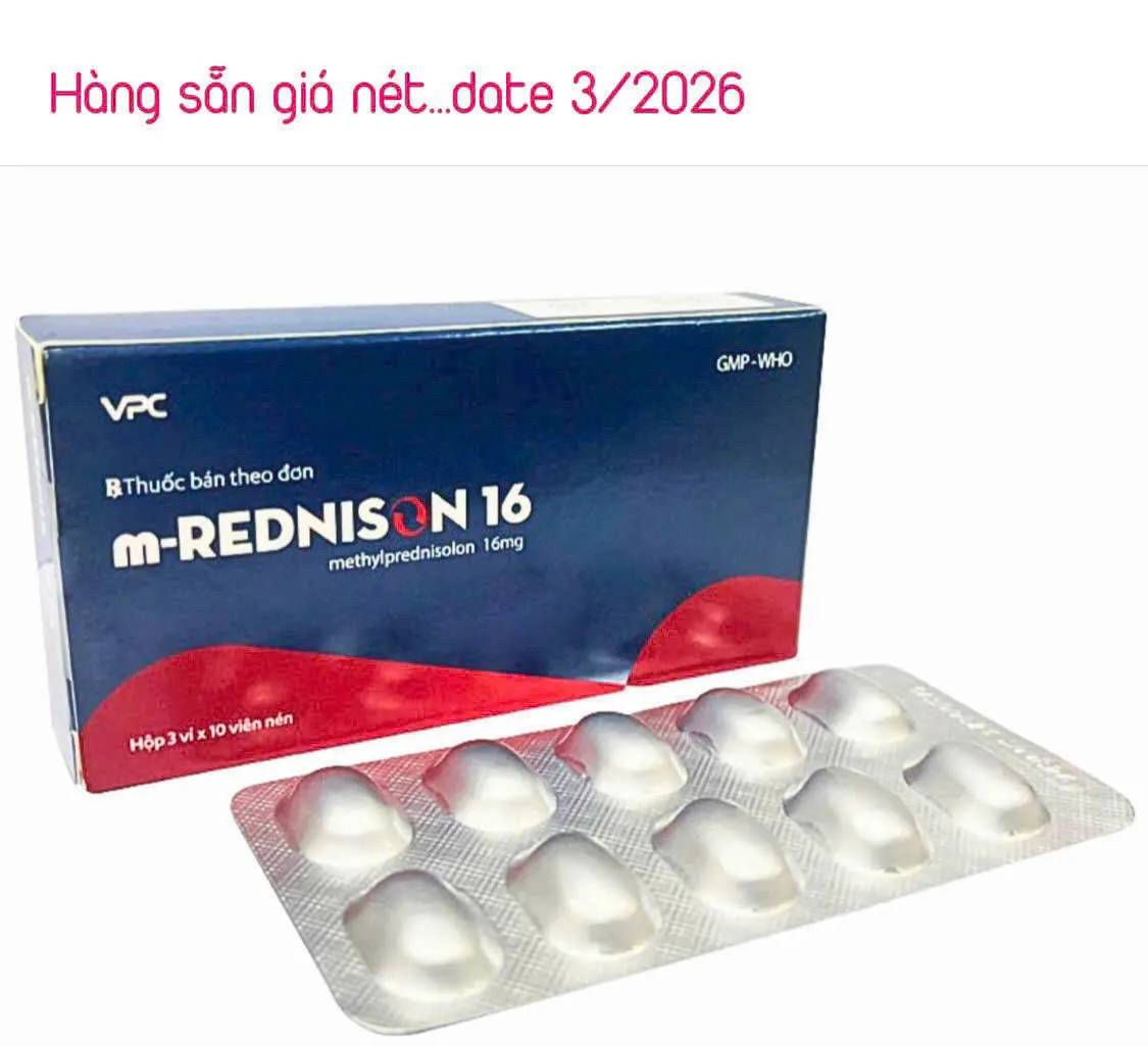 m-rednison 16mg (methylprednisolon 16mg H3vỉ X 10v) Cửu Long