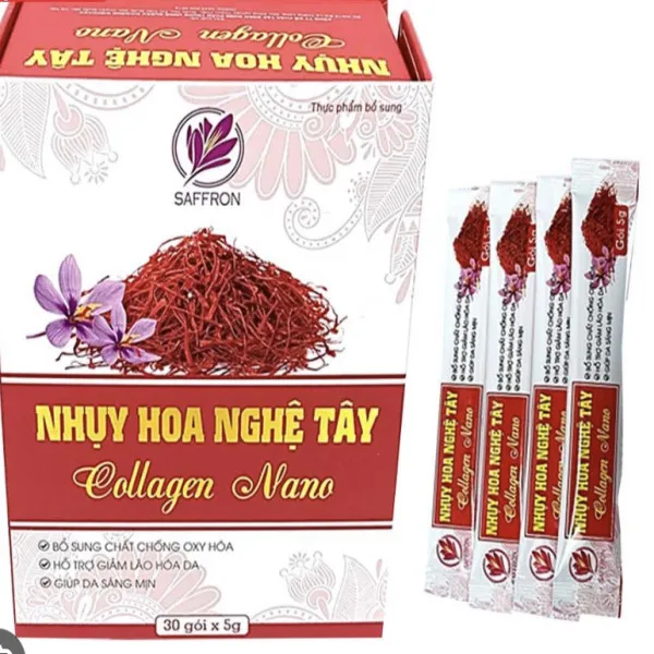 Nhụy Hoa Nghệ Tây Colagen Nano _Gỗ (Hộp/30 Gói X 5G)