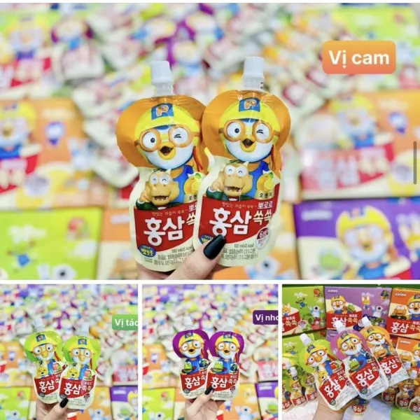 Nước Uống Hồng Sâm Trẻ Em Pororo Dạng Túi