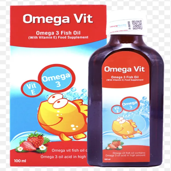 Omega Vit (Dầu Omega 3) Vị Dâu _Thổ Nhĩ Kỳ (Lọ100Ml) Đỏ