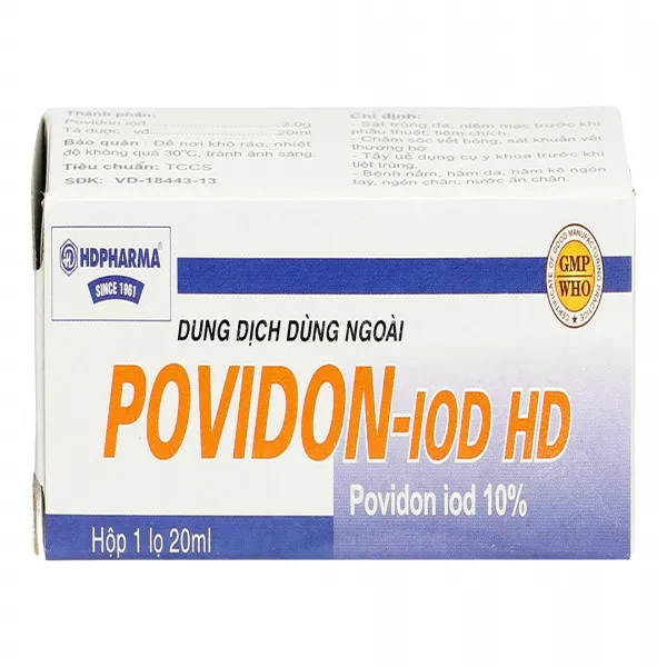 Povidon Iod 10% Hải Dương (L20Ml) Cọc 10