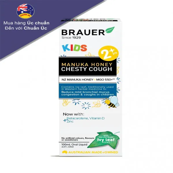 Siro Ho Đờm Brauer Kids Manuka Honey Chesty Cough (C100Ml)