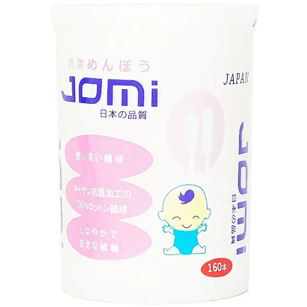 Tăm Bông Jomi Trẻ Em (Lọ/160 Que) Cọc 12 Lọ