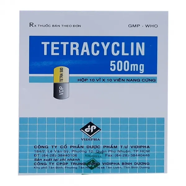 Tetracyclin 500Mg Vỉ Vidiphar(H100V)