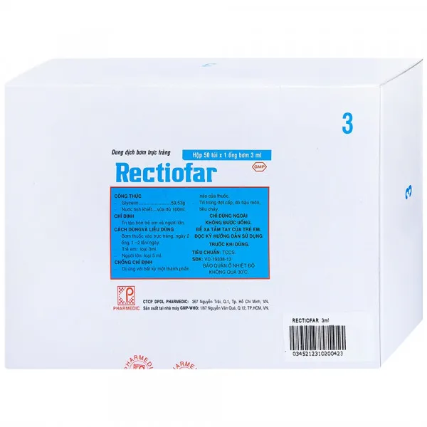 Thụt Rectiofar 3Ml Te _Pharmedic (H/50Túi)