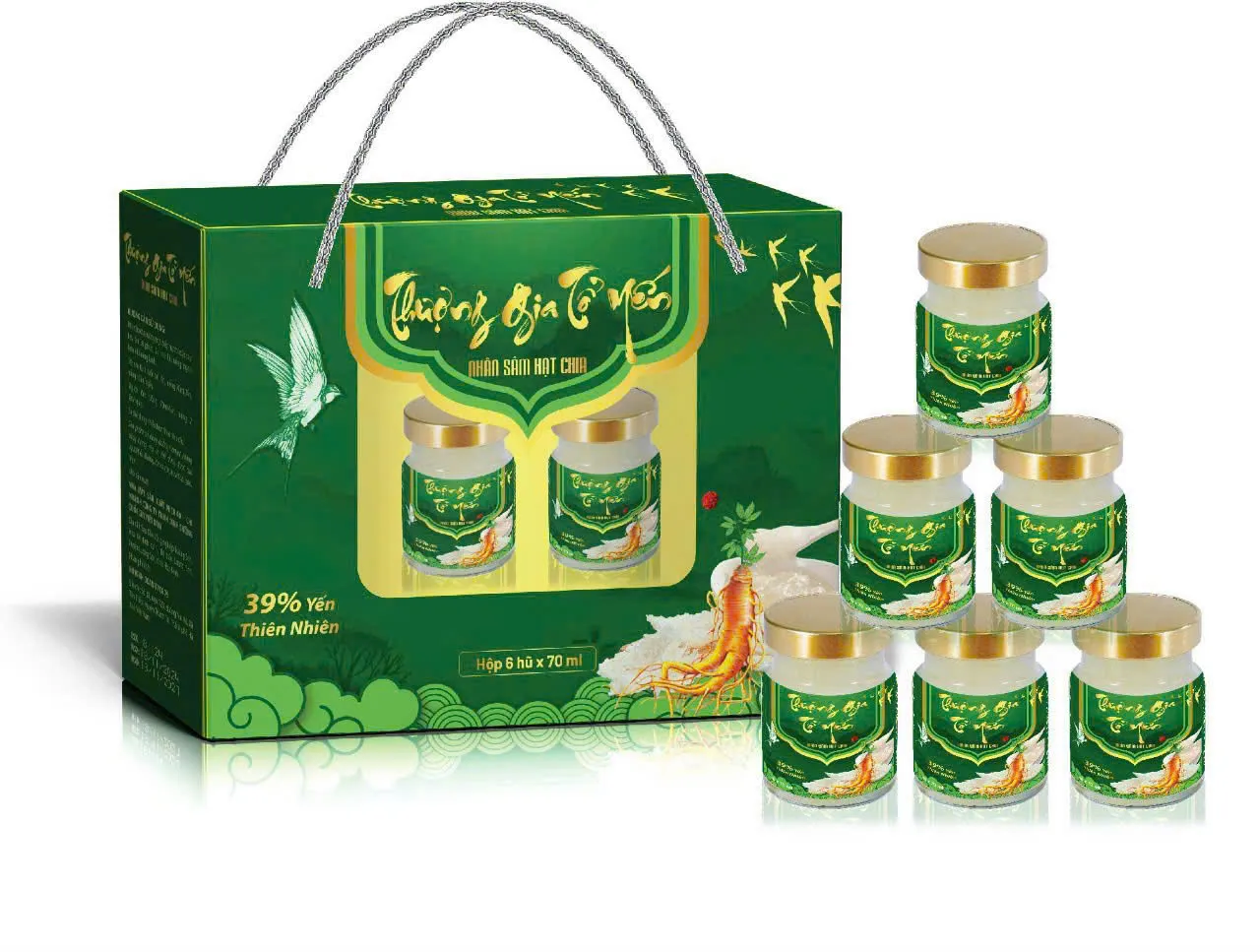 Yến Sào Thượng Gia Tổ Yến 39% _Xanh lá (H/6 Hũ X70Ml)