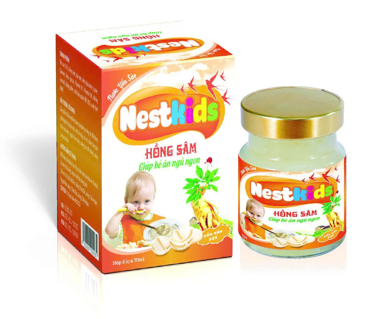 Yến Sào Trẻ Em Nestkids Hồng Sâm lọ rời, Có Vỏ (H/1 Hũ)